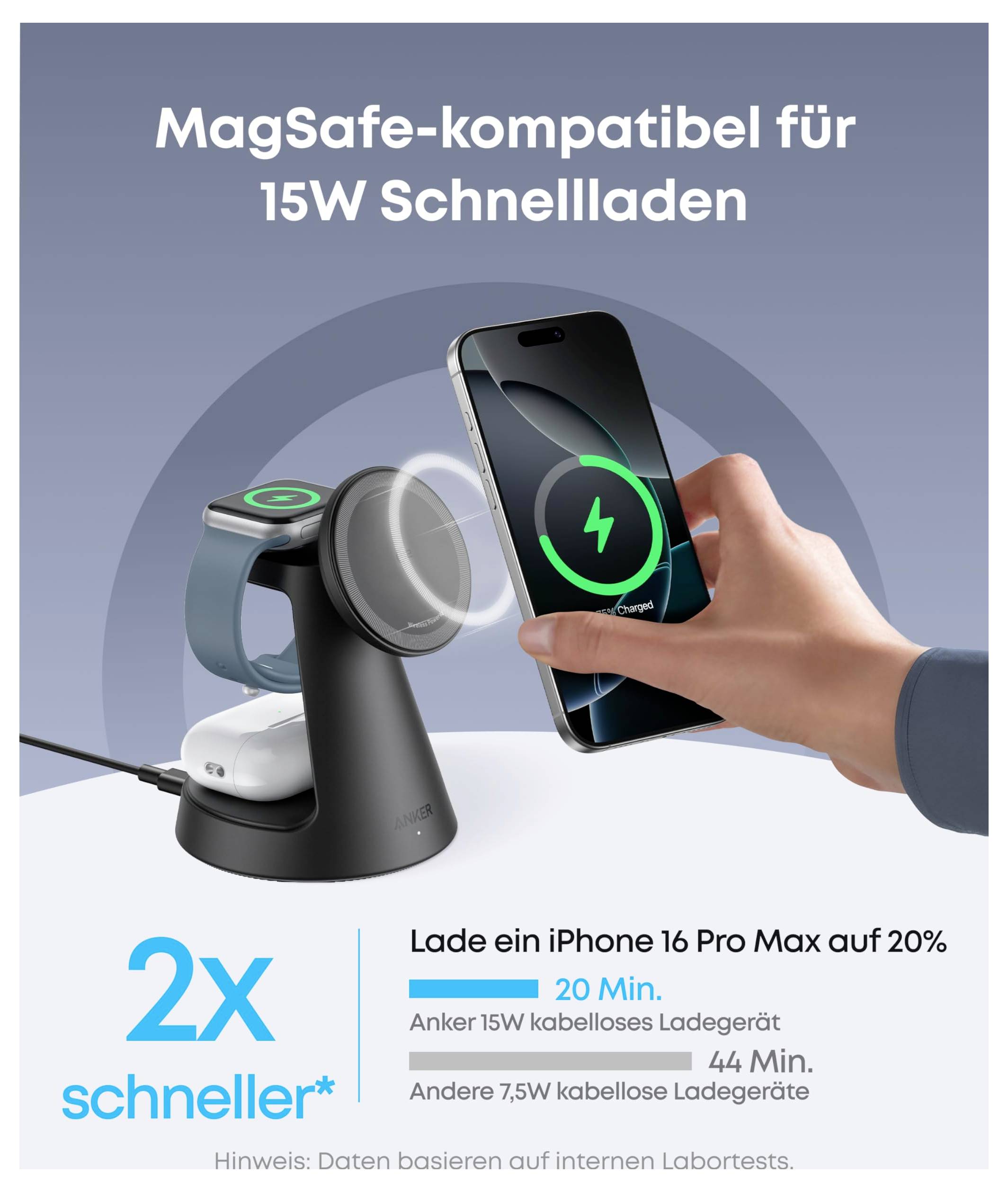 Anker Ladeadapter MagGo 3-in-1 Charging Station bk B25M4G11 Schwarz
