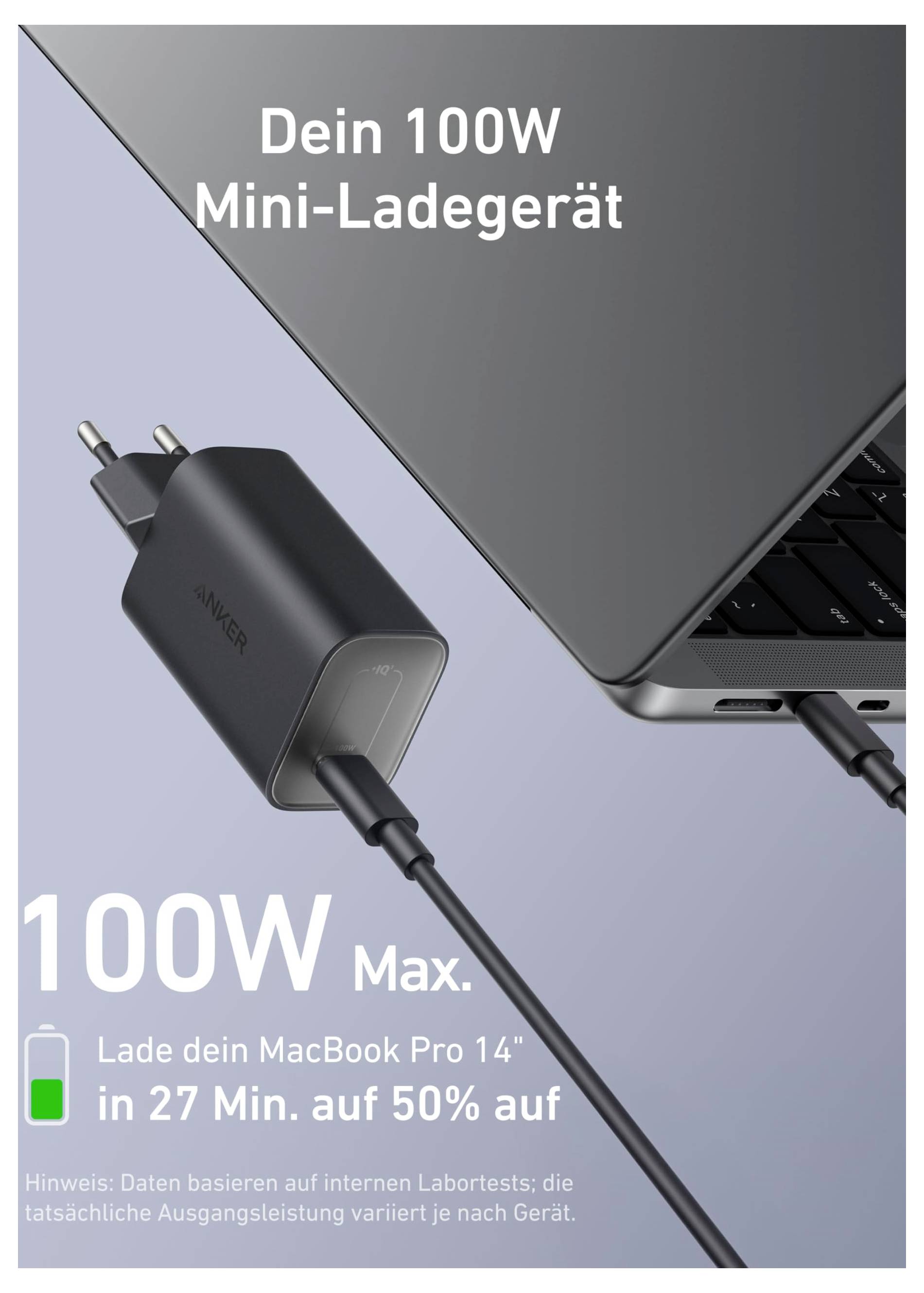 Anker Nano Charger 100W Kabel 1C black Ladeadapter 100W 1x USB-C® USB PD Schwarz Innenbereich GaN