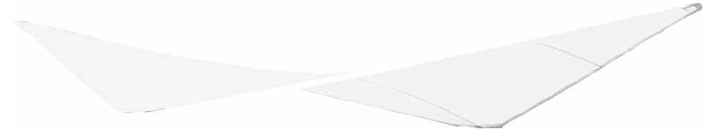 Minimalistisches weißes Papierflugzeug oder gefaltete Papierform auf weißem Hintergrund, dargestellt mit hellgrauer Kontur und weichen Schatten.