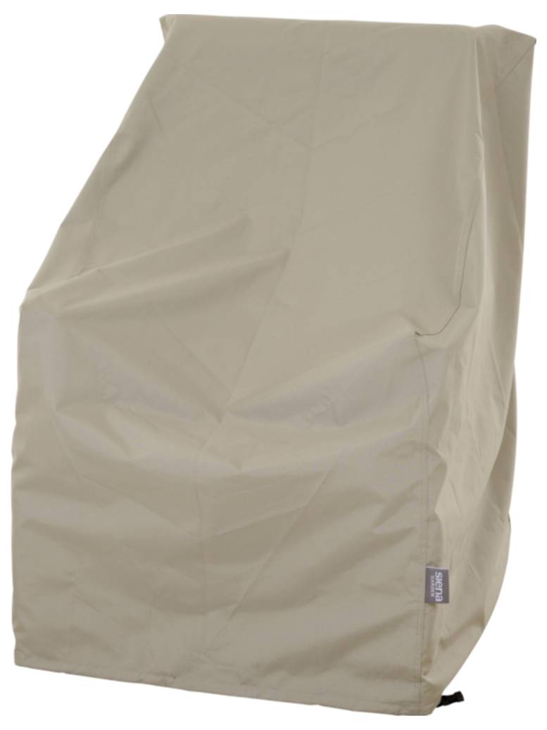 Beige-farbene, mit Reißverschluss versehene Schutzhülle oder Aufbewahrungstasche mit einem kleinen Seitenetikett, isoliert auf weißem Hintergrund dargestellt.