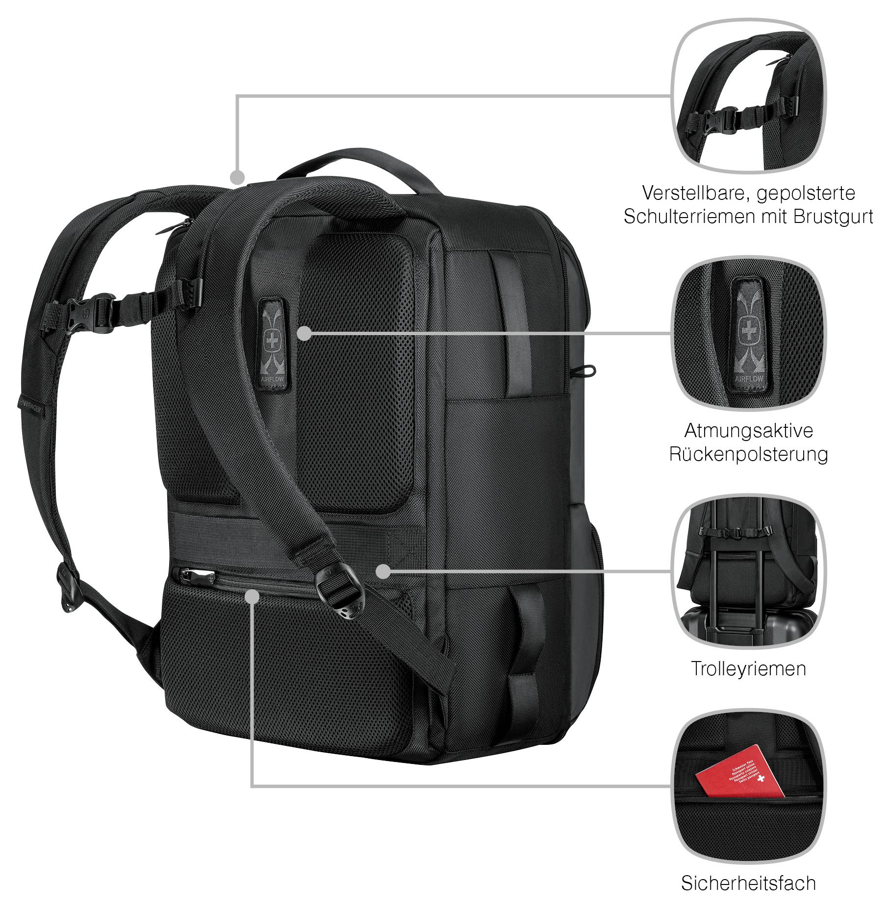 Wenger Notebook Rucksack Passend für maximal: 39,6cm (15,6") Schwarz