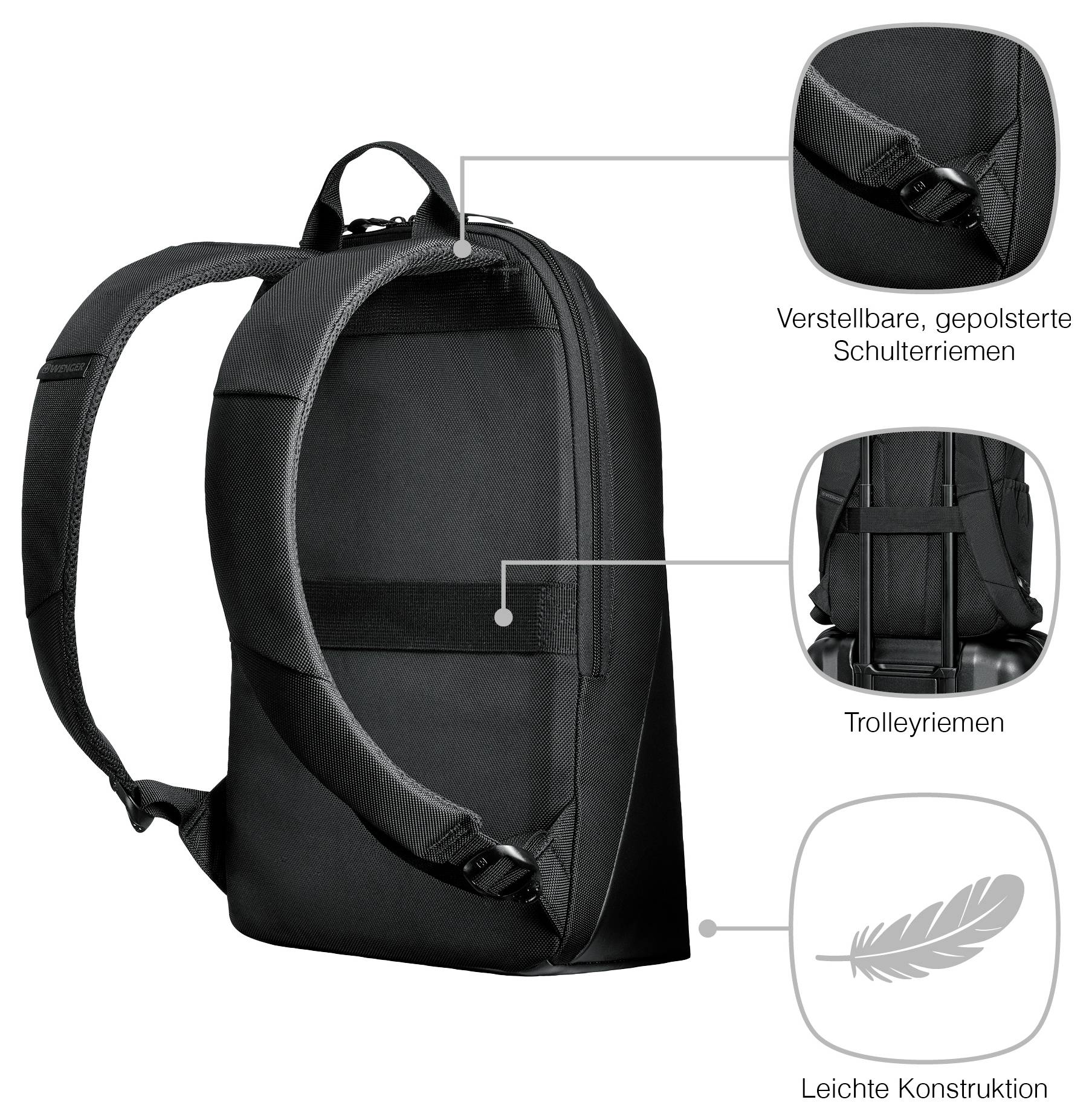 Wenger Notebook Rucksack Passend für maximal: 35,6cm (14") Schwarz