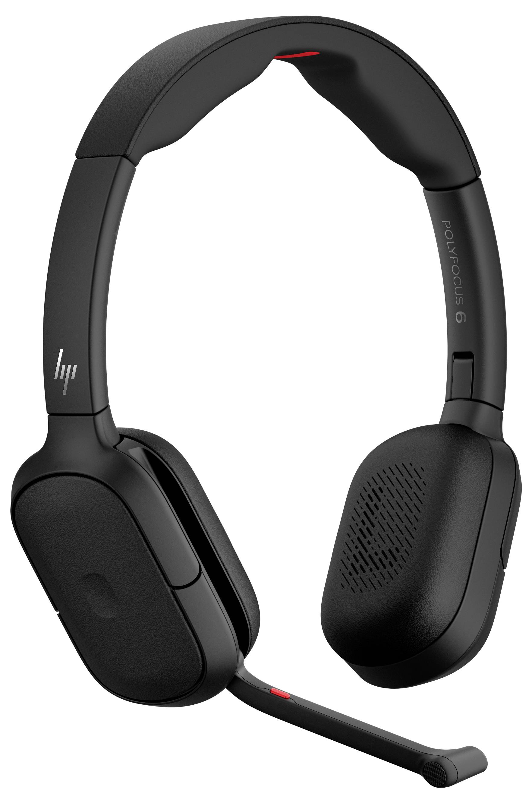 Schwarze kabellose Over-Ear-Kopfhörer mit Boom-Mikrofon, auf weißem Hintergrund dargestellt.