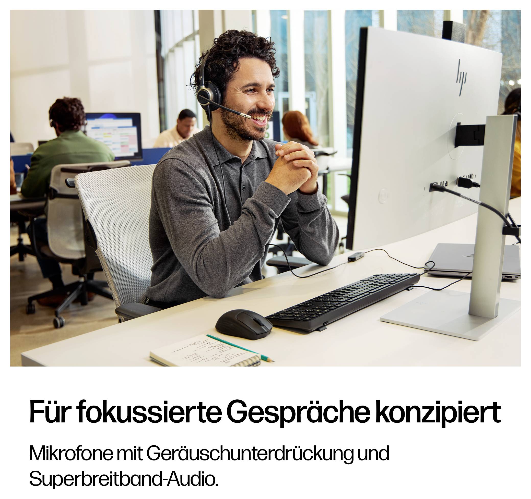 HP Poly Mission 615 USB Wired Headset On Ear Headset Schwarz