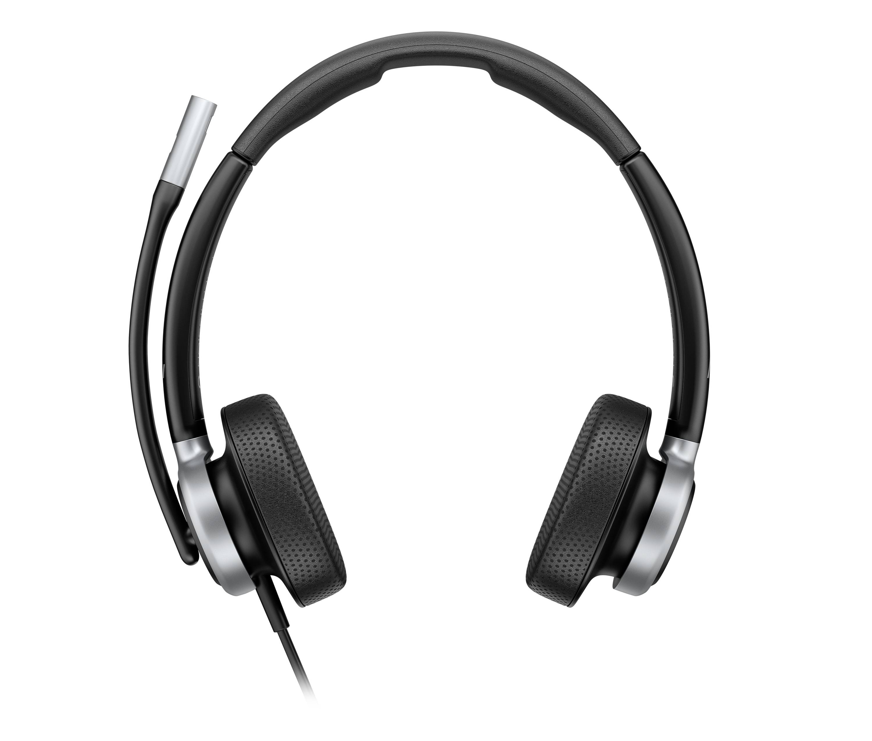 Schwarze Over-Ear-Kopfhörer mit Kabel, silbernen Akzenten und flexiblem Kopfbügel auf weißem Hintergrund.