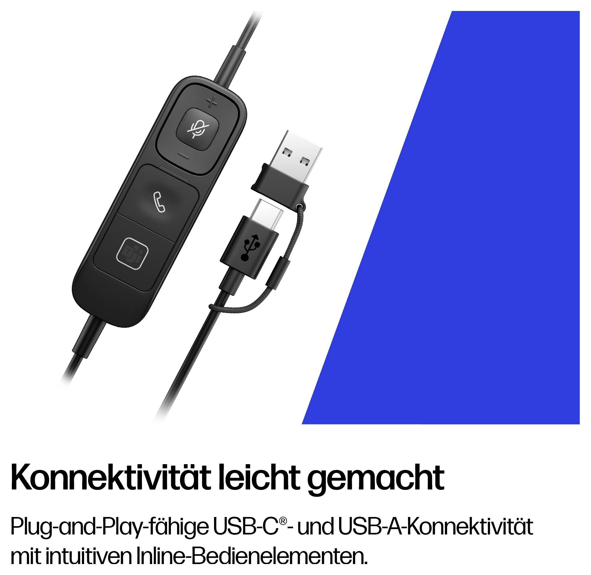 HP Poly Mission 625 USB Wired Headset On Ear Headset Schwarz