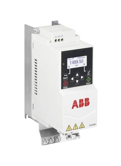 ABB ACS310 Frequenzumrichter mit digitaler Anzeige, die 1499,50 U/min anzeigt, und Steuertasten.