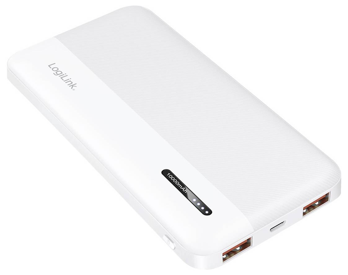 LogiLink PA0372W Powerbank 10000 mAh Fast Charge Li-Ion Weiß Statusanzeige