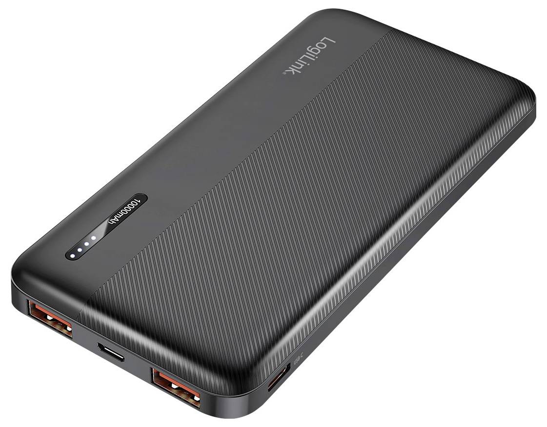 LogiLink PA0372 Powerbank 10000 mAh Fast Charge Li-Ion Schwarz Statusanzeige