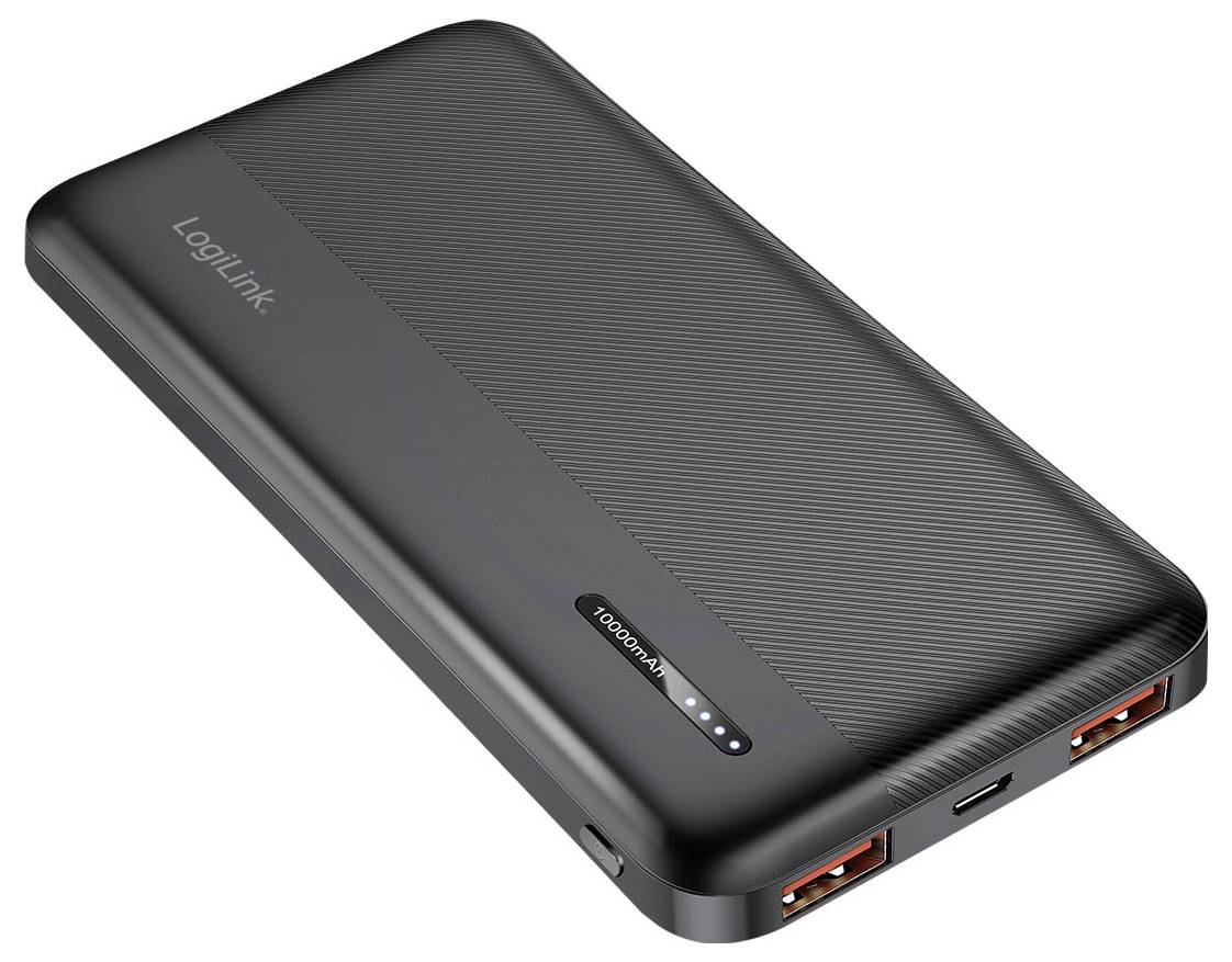 LogiLink PA0372 Powerbank 10000 mAh Fast Charge Li-Ion Schwarz Statusanzeige