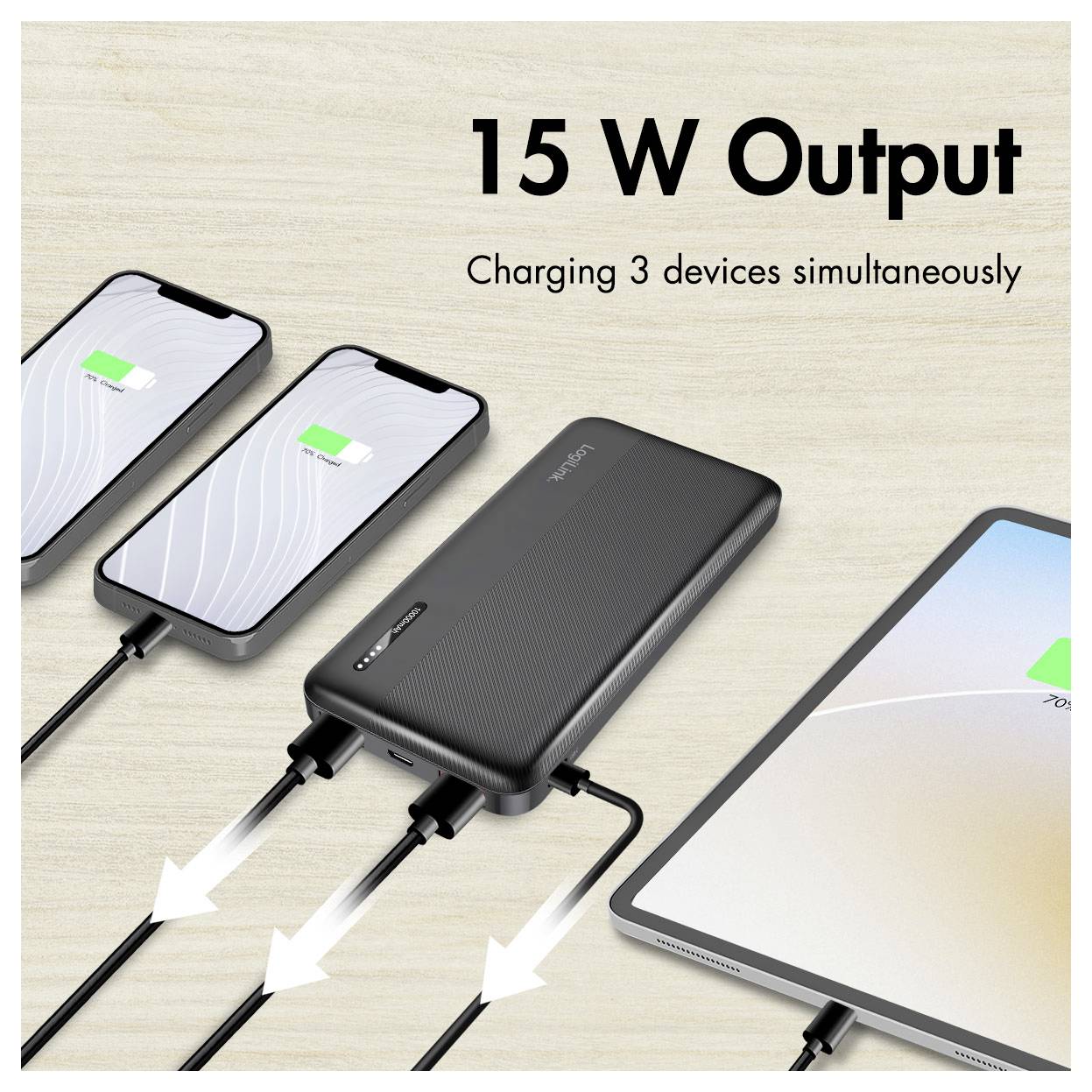 LogiLink PA0372 Powerbank 10000 mAh Fast Charge Li-Ion Schwarz Statusanzeige