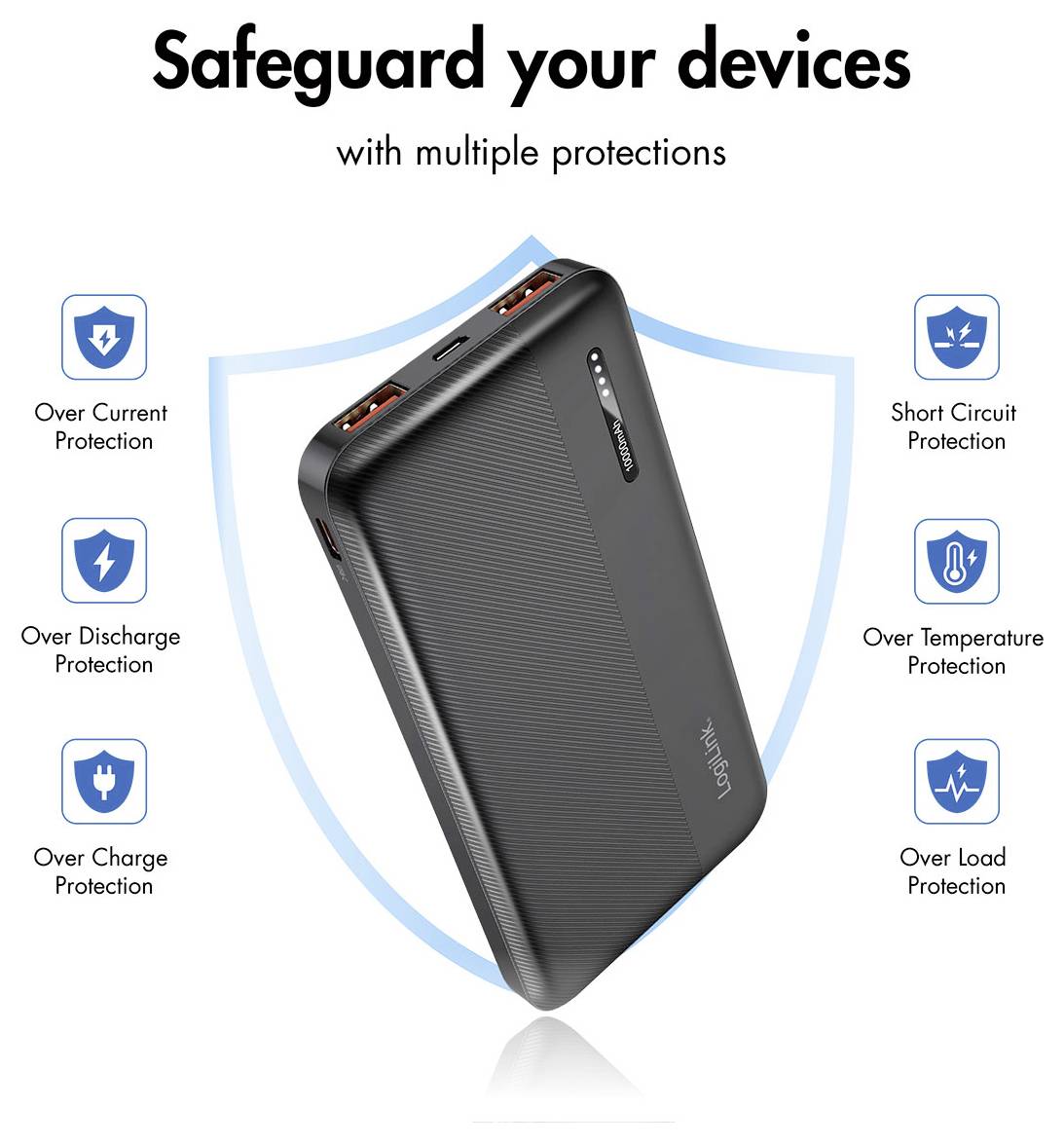 LogiLink PA0372 Powerbank 10000 mAh Fast Charge Li-Ion Schwarz Statusanzeige
