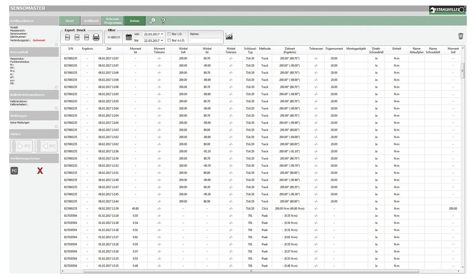 Webbasiertes Bestellverwaltungsbildschirm mit einer großen durchsuchbaren Tabelle von Datensätzen mit Filtern, Symbolleisten-Aktionen und Statusspalten.