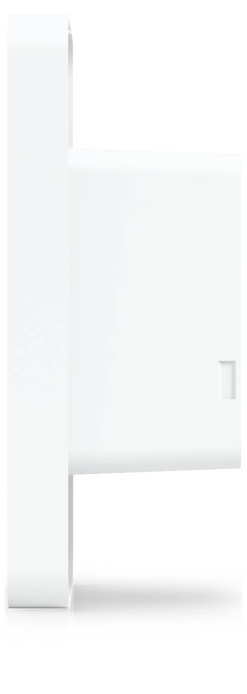 Minimalistisches weißes 3D-Rechteckobjekt, das einer Tür oder einem Panel ähnelt, das in einem Winkel betrachtet wird, mit erhöhter Seitenkante und Schatten.