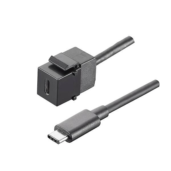 USB-C-Kabel mit schwarzem Magnetstecker, getrennt vom USB-C-Steckeranschluss, auf weißem Hintergrund gezeigt.