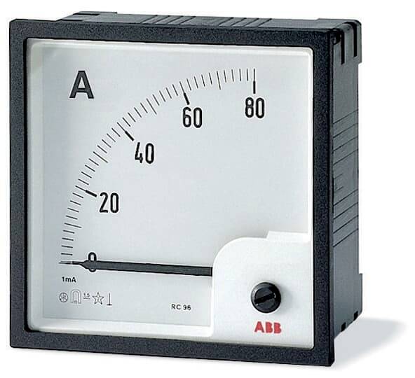 Analoges Amperemeter mit der Bezeichnung „A