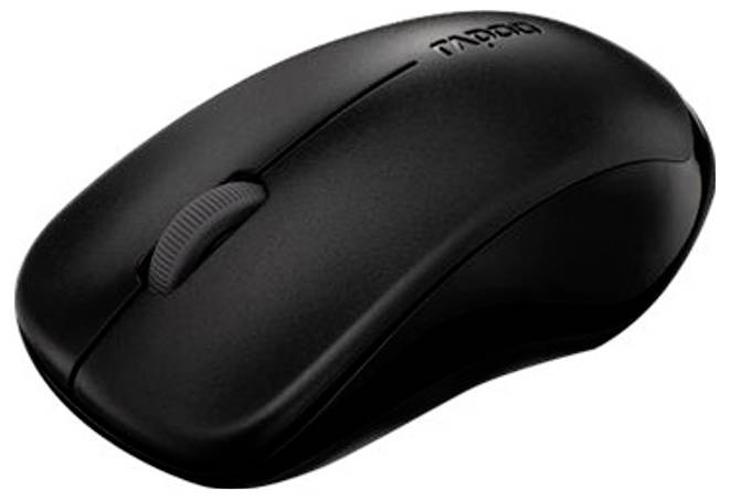Schwarze kabellose Computermaus mit Scrollrad und 
