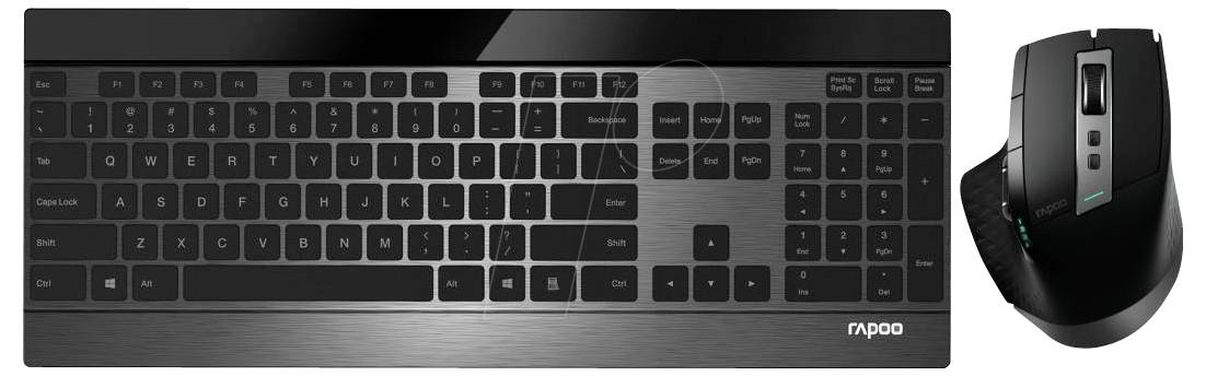 Rapoo 9900M Kabellos, Bluetooth® Tastatur, Maus-Set Deutsch, QWERTZ Schwarz