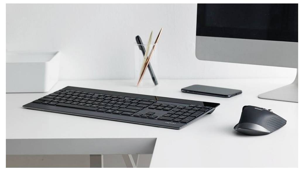 Rapoo 9900M Kabellos, Bluetooth® Tastatur, Maus-Set Deutsch, QWERTZ Schwarz