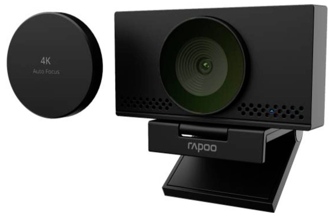Rapoo 4K Autofokus-Webcam mit Datenschutz-Objektivkappe und verstellbarem Ständer