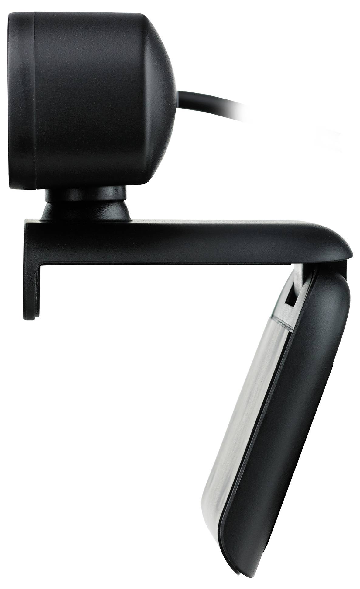 Schwarze Clip-on-Buchleuchte mit verstellbarem Lampenkopf und klappbarem Leuchtpanel