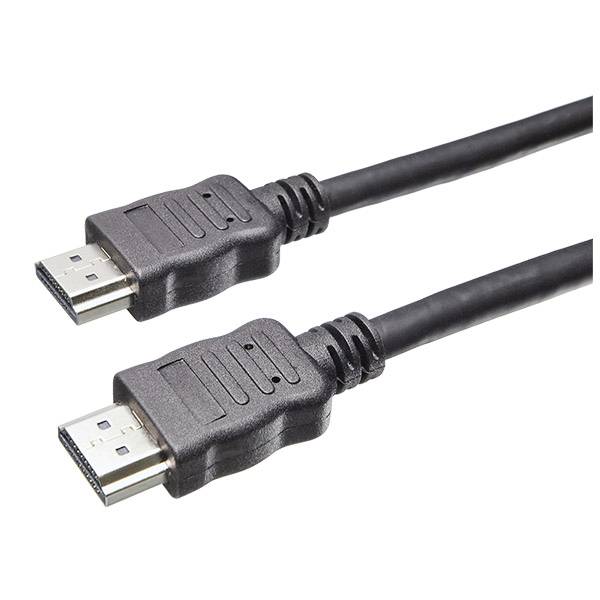 Zwei schwarze HDMI-Kabel mit Stecker auf weißem Hintergrund.