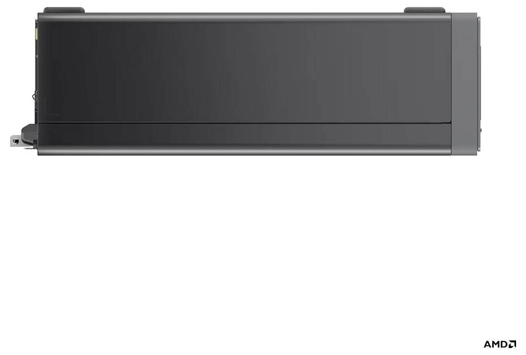Lenovo ThinkCentre Desktop-Tower-Computer auf weißem Hintergrund, Vorderansicht aus schrägem Winkel.