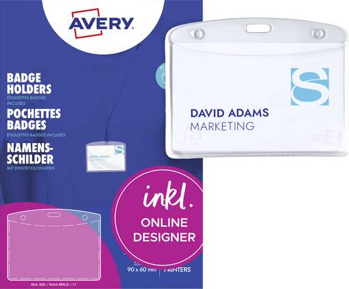Avery-Zweckform 4823 Namensschild (B x H) 90 mm x 60 mm 20 St.