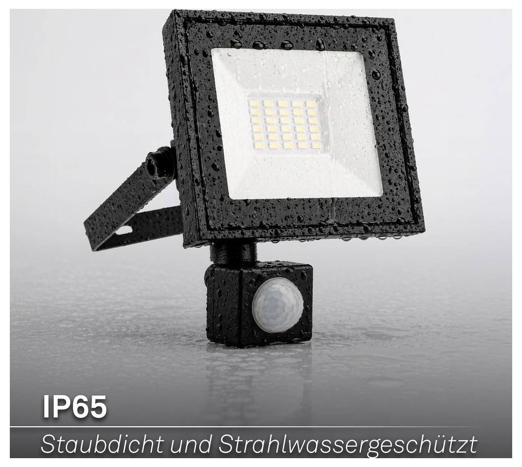 Wasserdichtes LED-Flutlicht mit Bewegungsmelder, gekennzeichnet mit „IP65