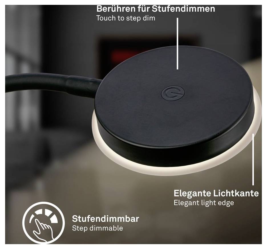 Touchgesteuerte Dimmerleuchte mit „Stufendimmbar