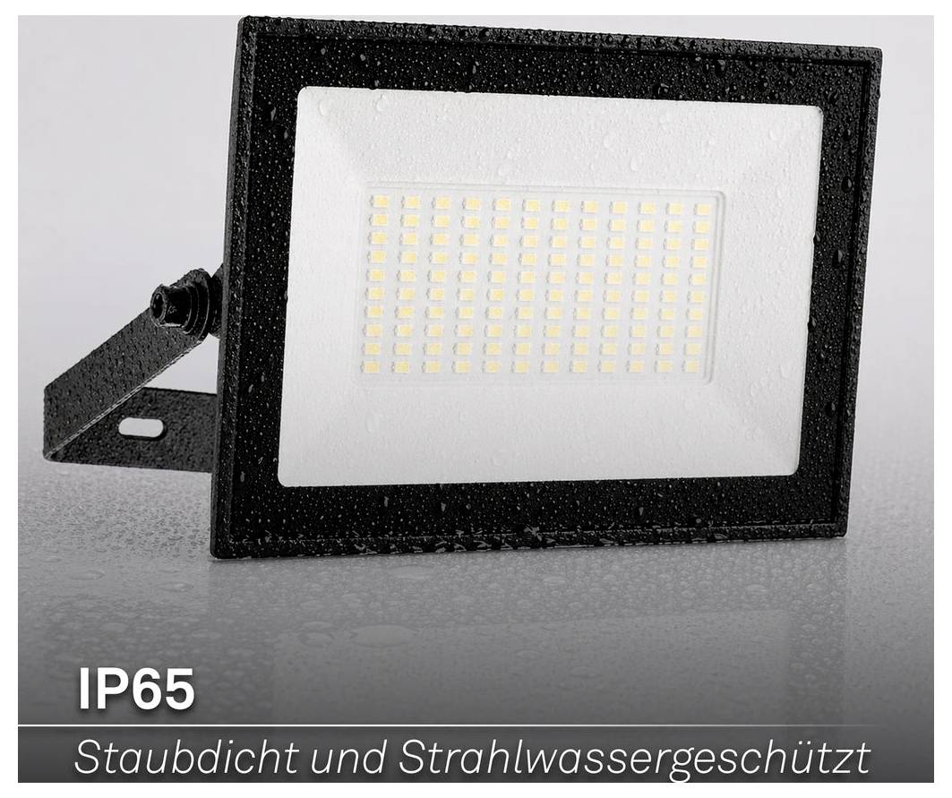Schwarzer IP65 LED-Strahler mit Wandhalterung, gekennzeichnet mit 