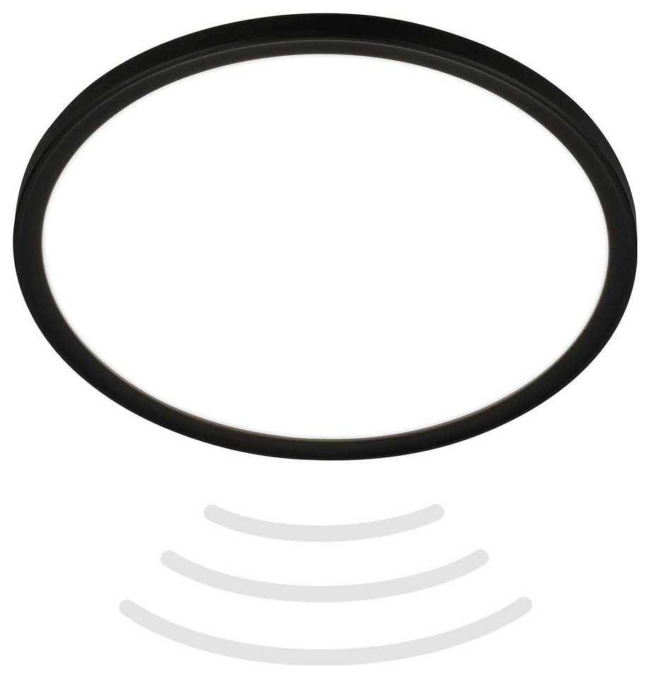 Schwarzer ovaler Ring über drei grauen gekrümmten Bewegungslinien auf weißem Hintergrund, was Vibration oder Betonung andeutet.