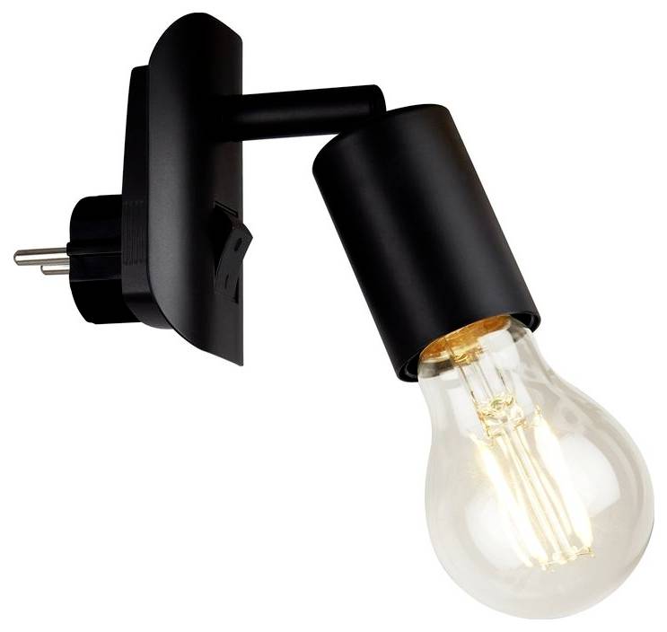 Schwarze Einbau-Spotleuchte mit verstellbarem Arm und freiliegender klarer Edison-Glühbirne