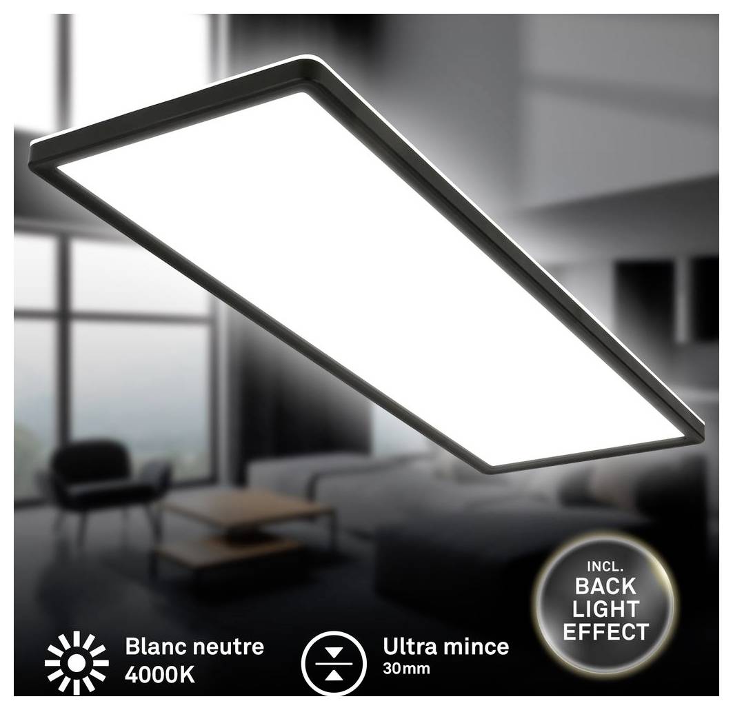 Rechteckiges ultraflaches LED-Deckenlichtpanel in einem modernen Raum, gekennzeichnet mit „Neutralweiß 4000K