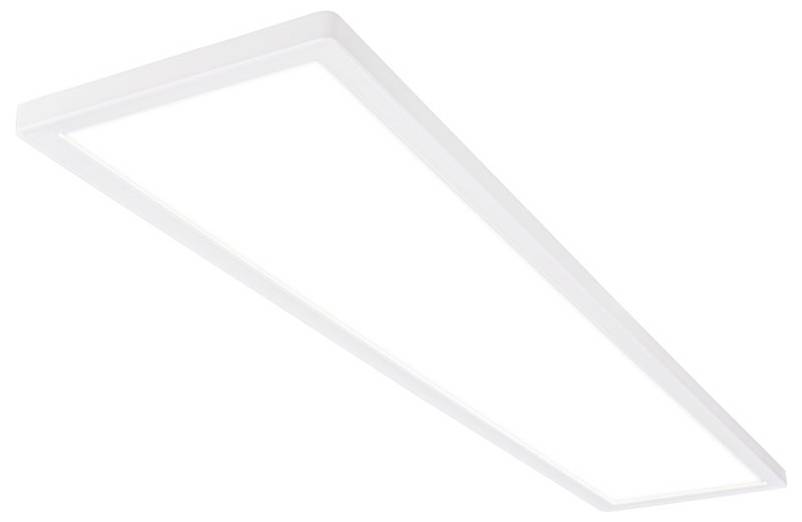 Schmales rechteckiges LED-Deckenleuchten-Panel auf weißem Hintergrund