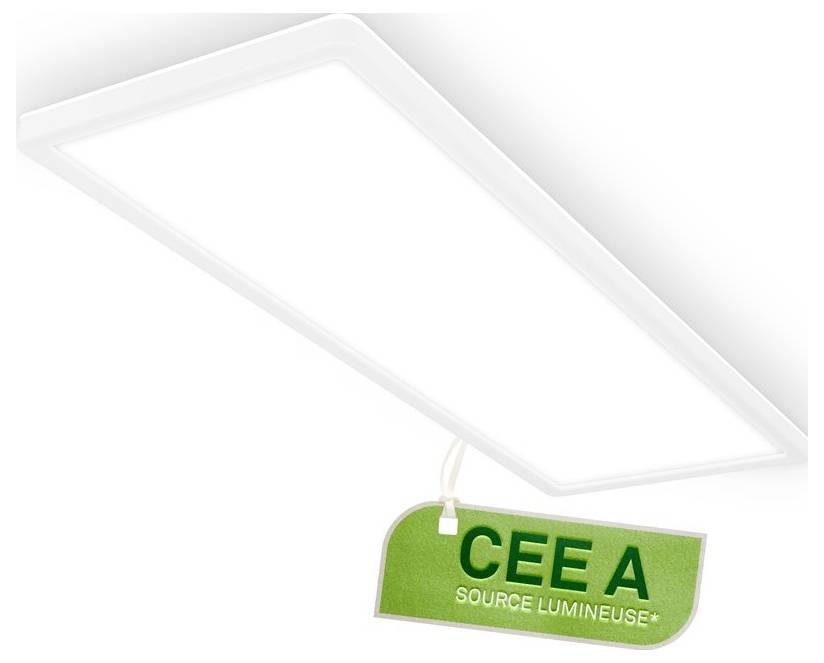Weiße LED-Deckenflächenleuchte mit hängendem grünem „CEE A