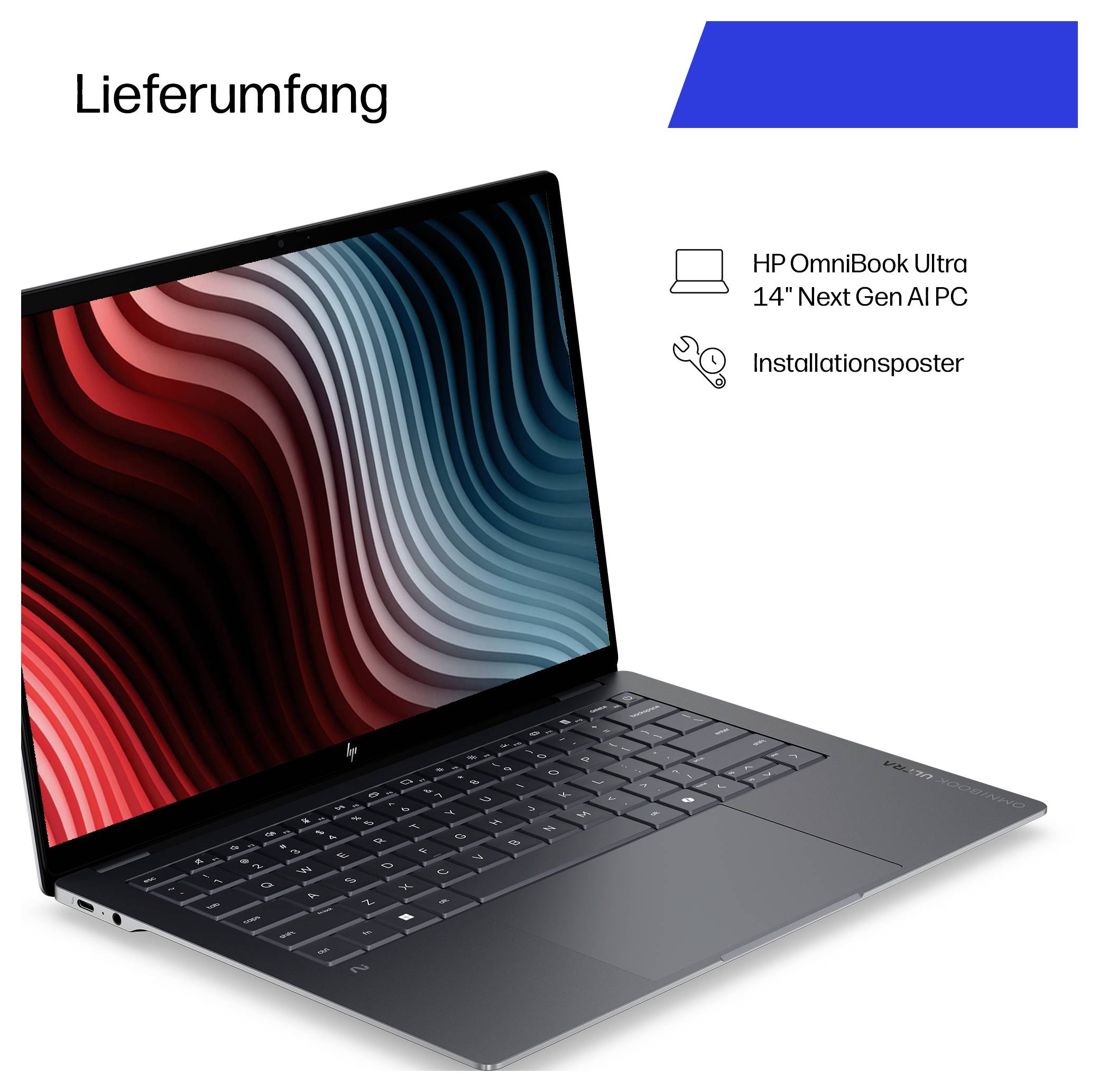 HP Notebook 35.6cm (14 Zoll) 3K 356H 16GB RAM 1TB SSD Deutsch, QWERTZ Intel Intel-Grafik DH9A0EA