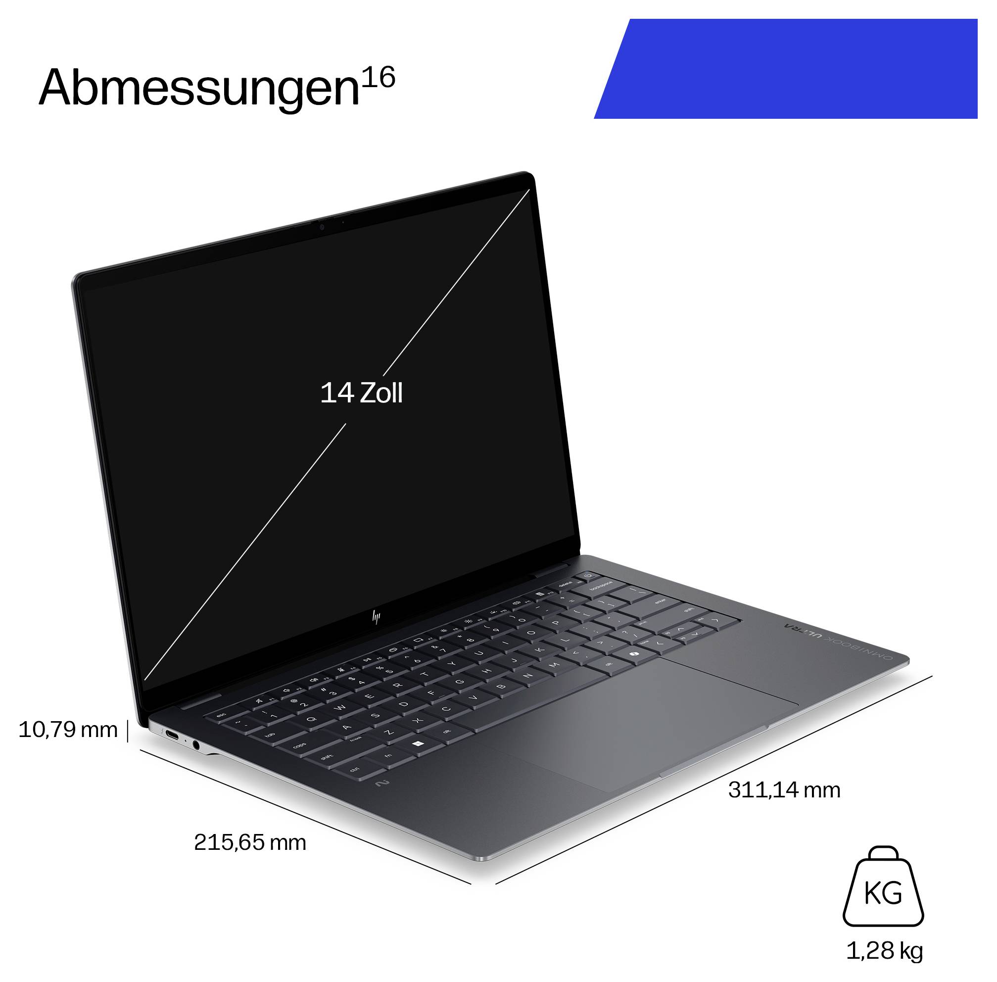 HP Notebook 35.6cm (14 Zoll) 3K 356H 16GB RAM 1TB SSD Deutsch, QWERTZ Intel Intel-Grafik DH9A0EA