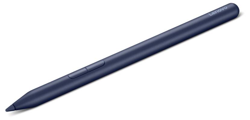 Ein dunkelblauer Lenovo-Stift in Schrägposition auf weißem Hintergrund.