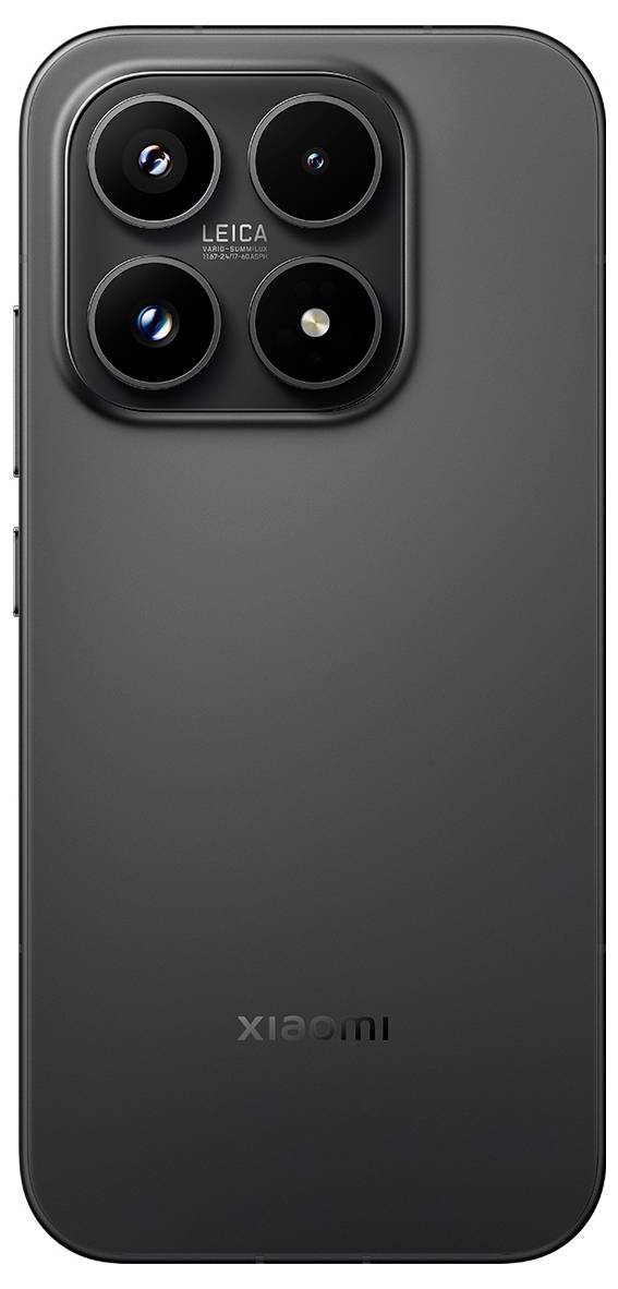Rückseite eines dunkelgrauen Xiaomi-Smartphones mit einem quadratischen Leica-Kameramodul, das vier Objektive und ein Blitzlicht enthält.