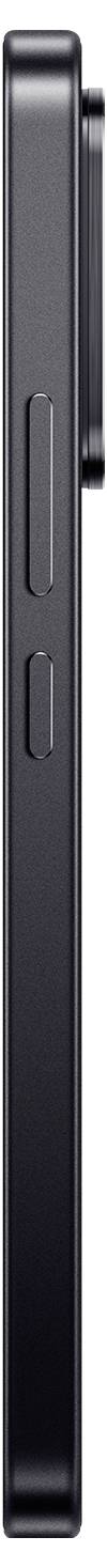 Seitenansicht eines schwarzen Smartphones, das die Seitentasten und das schlanke Profil zeigt.