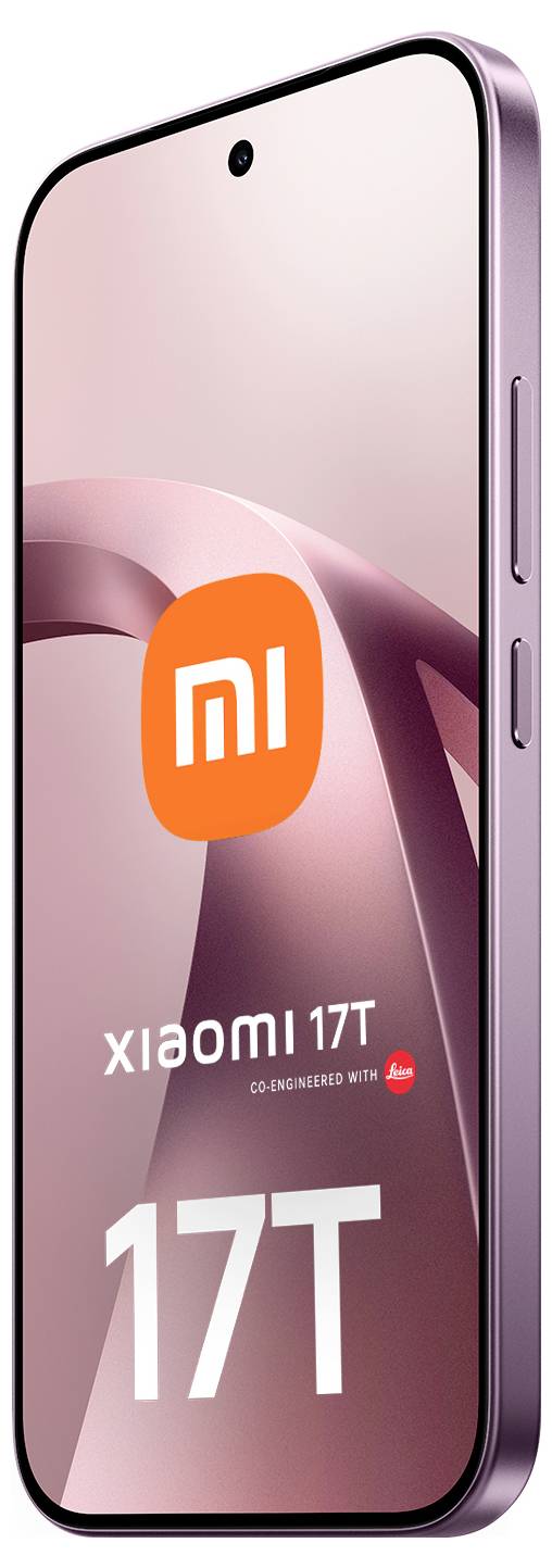 Xiaomi 17T Smartphone Vorderansicht mit rosafarbenem Display, zentriertem MI-Logo und „17T