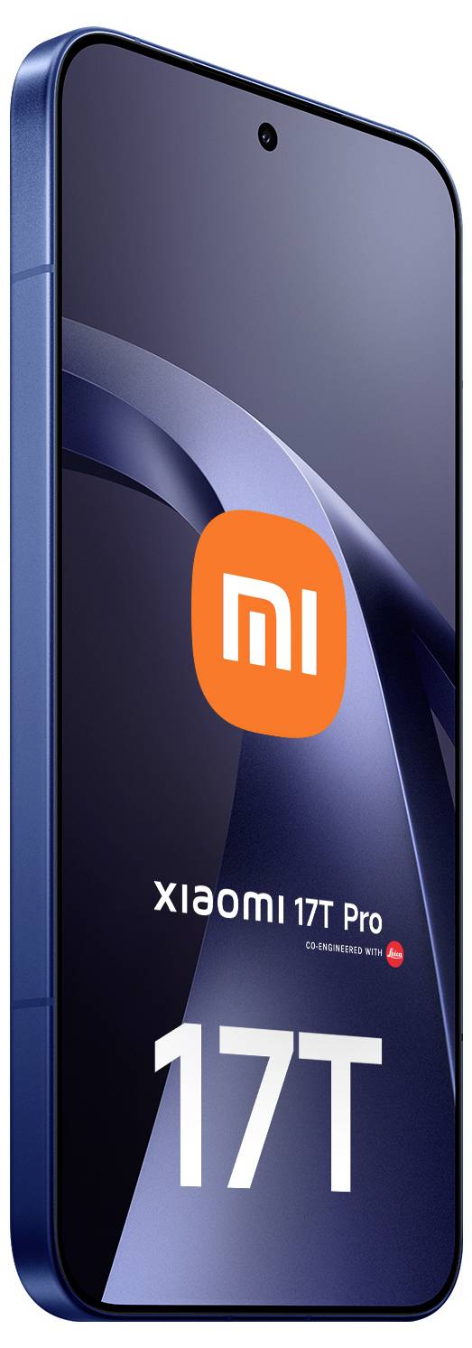 Xiaomi 17T Pro Smartphone frontal dargestellt mit eingeschaltetem Display, das das Xiaomi-Logo und den Text '17T Pro' zeigt.