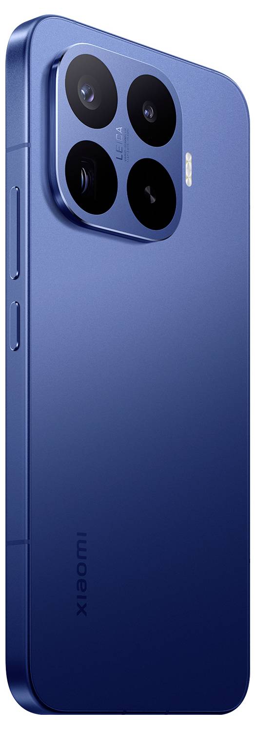 Blaues Xiaomi-Smartphone von hinten gezeigt, mit einem quadratischen Triple-Kamera-Modul und Blitz in der oberen linken Ecke.