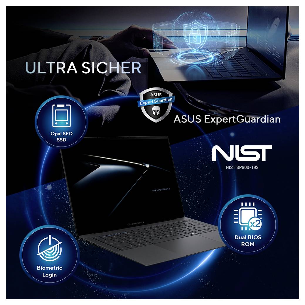 Asus Notebook 35.6cm (14 Zoll) WQXGA+ 356H 32GB RAM 1TB SSD Deutsch, QWERTZ Intel Intel-Grafik Grau 90NX09J2-M00640