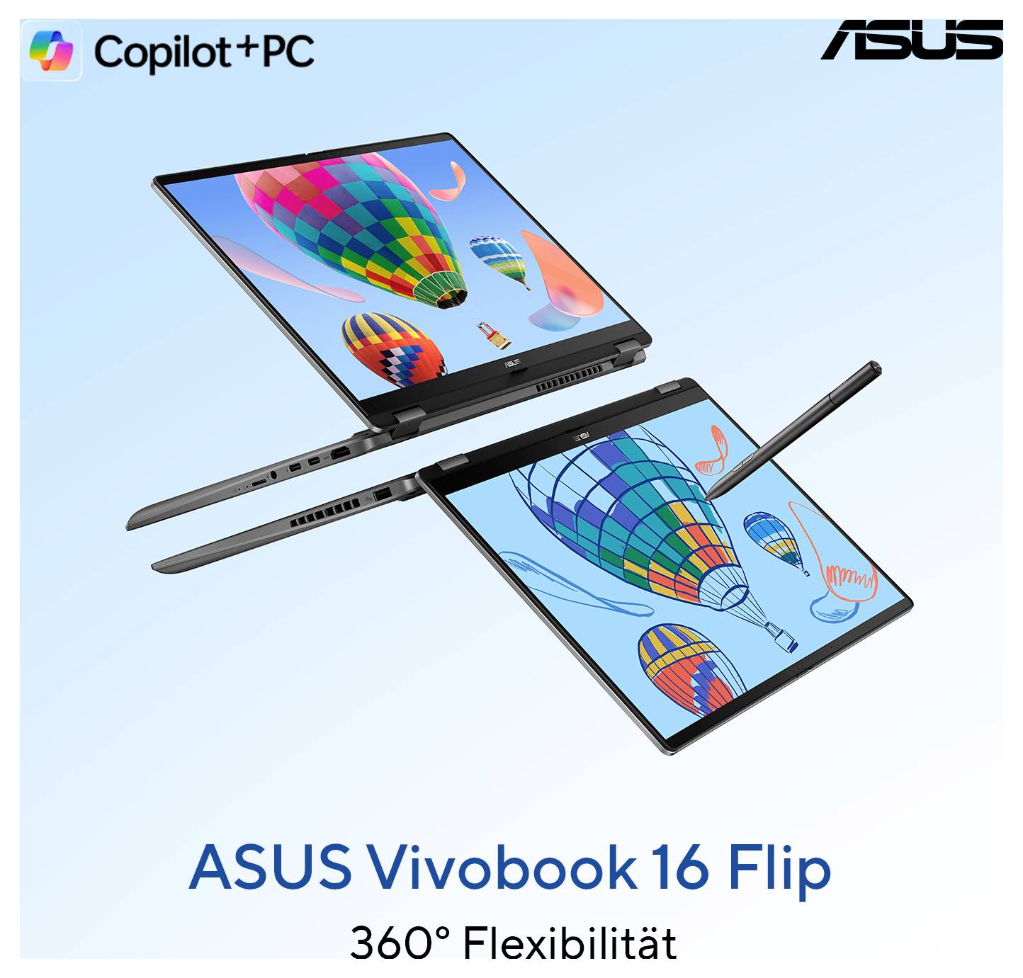 Asus Notebook 40.6cm (16 Zoll) WUXGA 256V 16GB RAM 512GB SSD Deutsch, QWERTZ Intel Intel Arc Graphics Grau 90NB1511-M00D70
