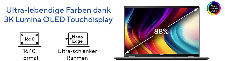 Asus Notebook 40.6cm (16 Zoll) WUXGA 256V 16GB RAM 512GB SSD Deutsch, QWERTZ Intel Intel Arc Graphics Grau 90NB1511-M00D70