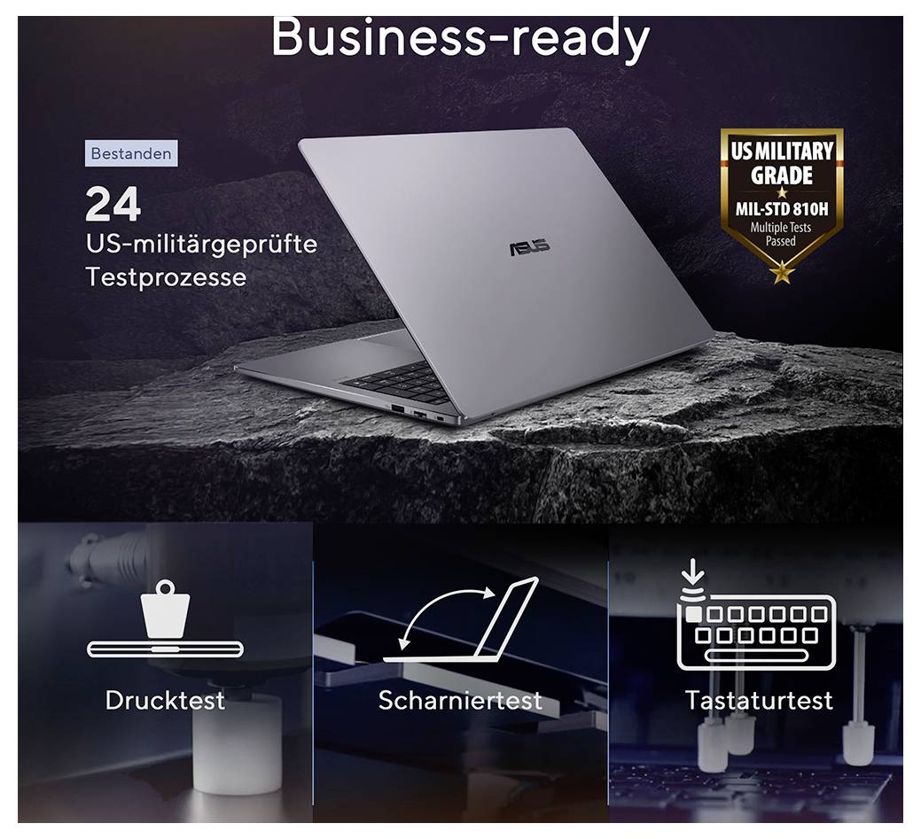 Asus Notebook 35.6cm (14 Zoll) WQXGA AMD Ryzen AI 9 HX 470 64GB RAM 1TB SSD Deutsch, QWERTZ AMD AMD Radeon Grau 90NX0AA1-M00490