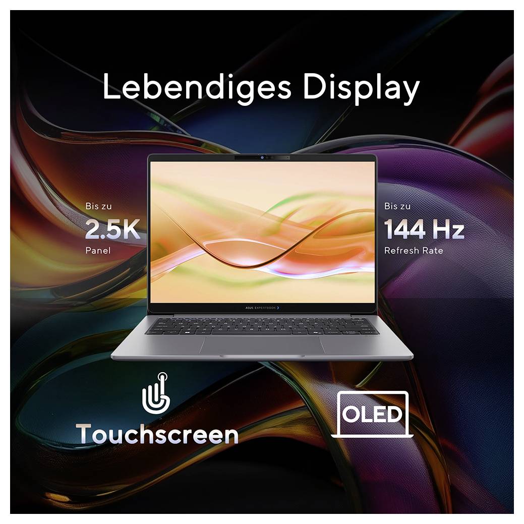 Asus Notebook 35.6cm (14 Zoll) WQXGA AMD Ryzen AI 9 HX 470 64GB RAM 1TB SSD Deutsch, QWERTZ AMD AMD Radeon Grau 90NX0AA1-M00490