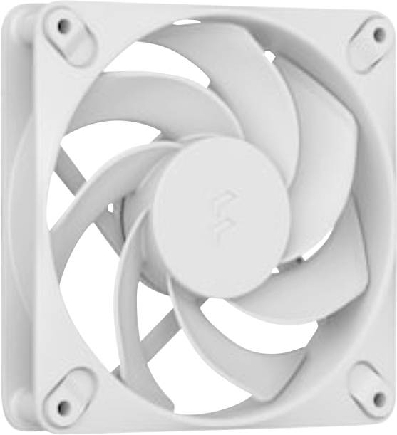 Weißer Computer-Kühlventilator mit gekrümmten Blättern und quadratischem Rahmen